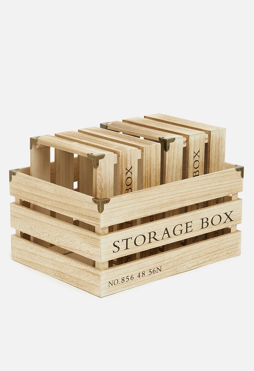 H&S - Wood crate organizer 3 pcs - natural