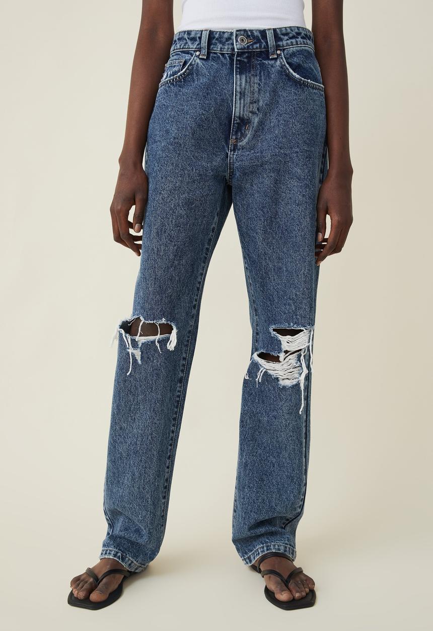 Cotton On - Long straight jean - harbour blue rip