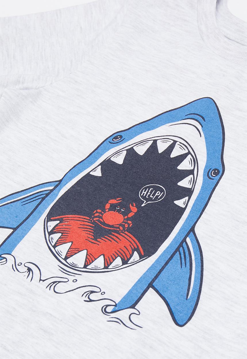 Superbalist - Boys 2 pack printed tee - ice melange & blue