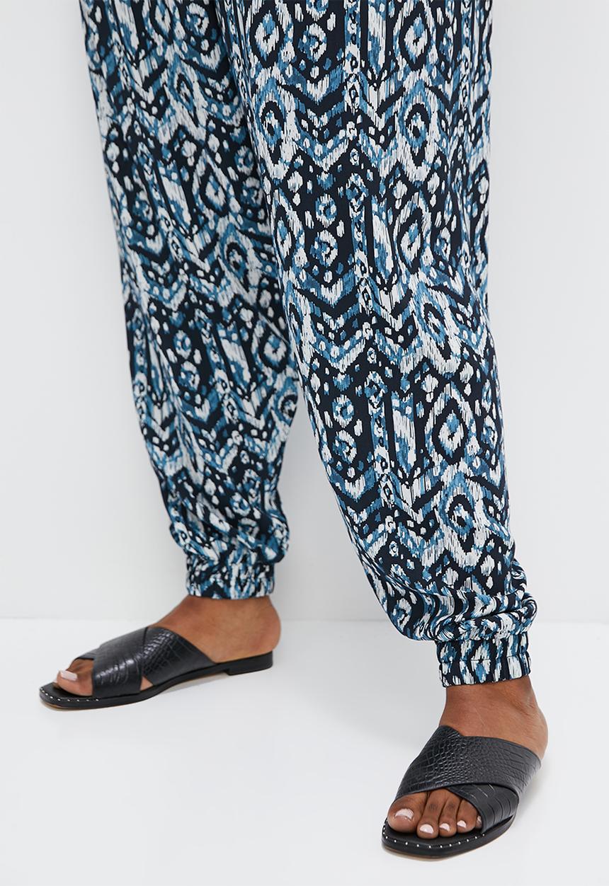 edit Plus - Printed woven harem pant - navy ikat