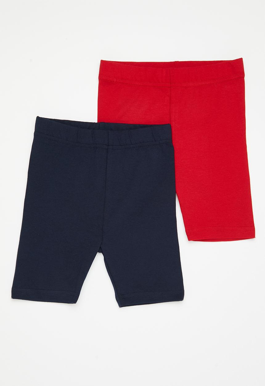 Pop Candy - Girls 2 pack cycling short - red & ink
