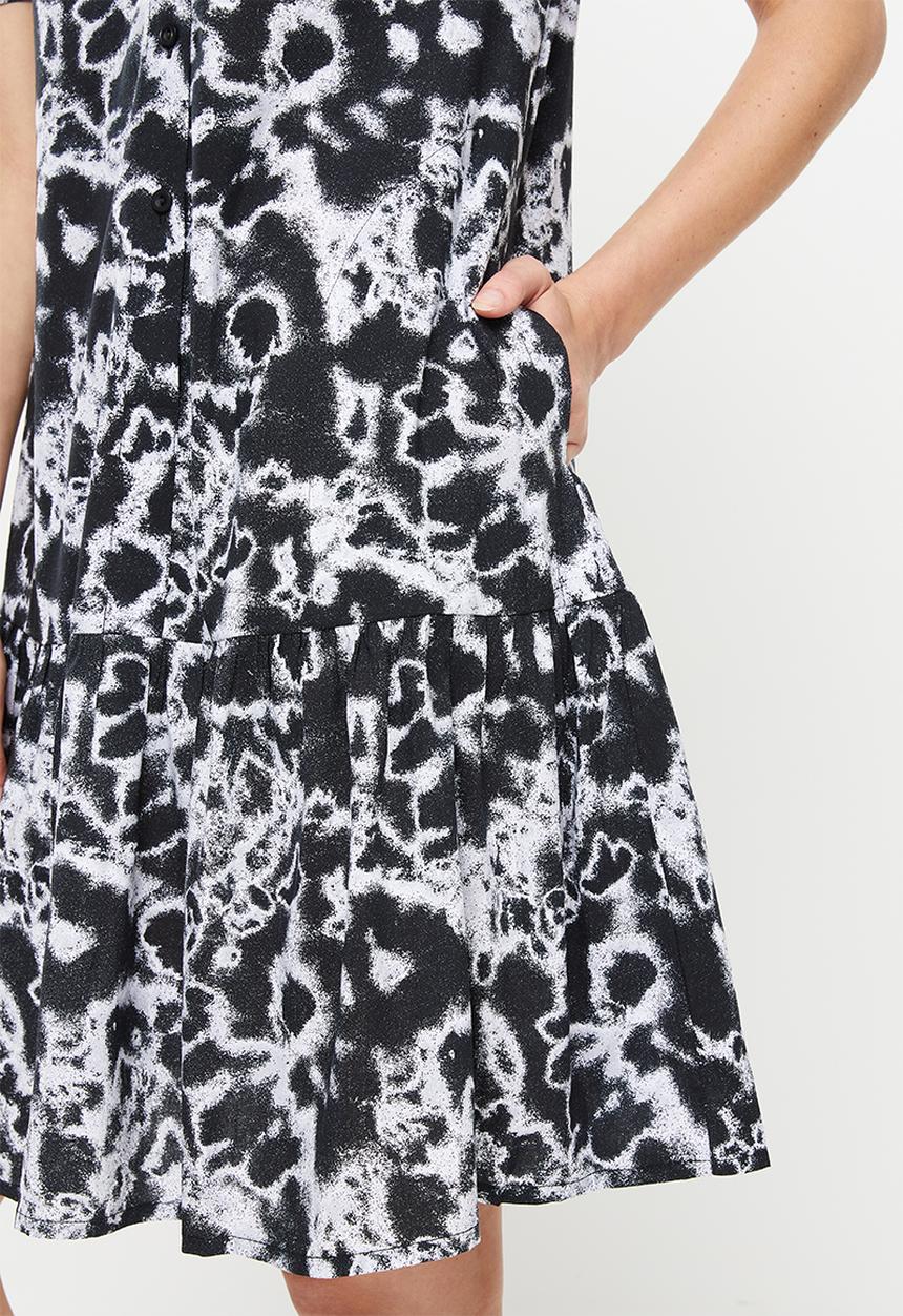 AMANDA LAIRD CHERRY - Oslo dress -  black & white tie dye
