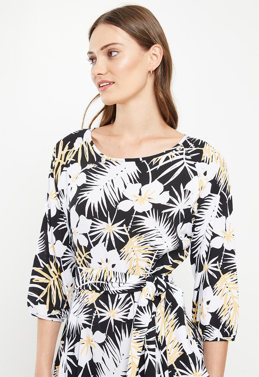 AMANDA LAIRD CHERRY - Elisa dress -  black/white/butter floral