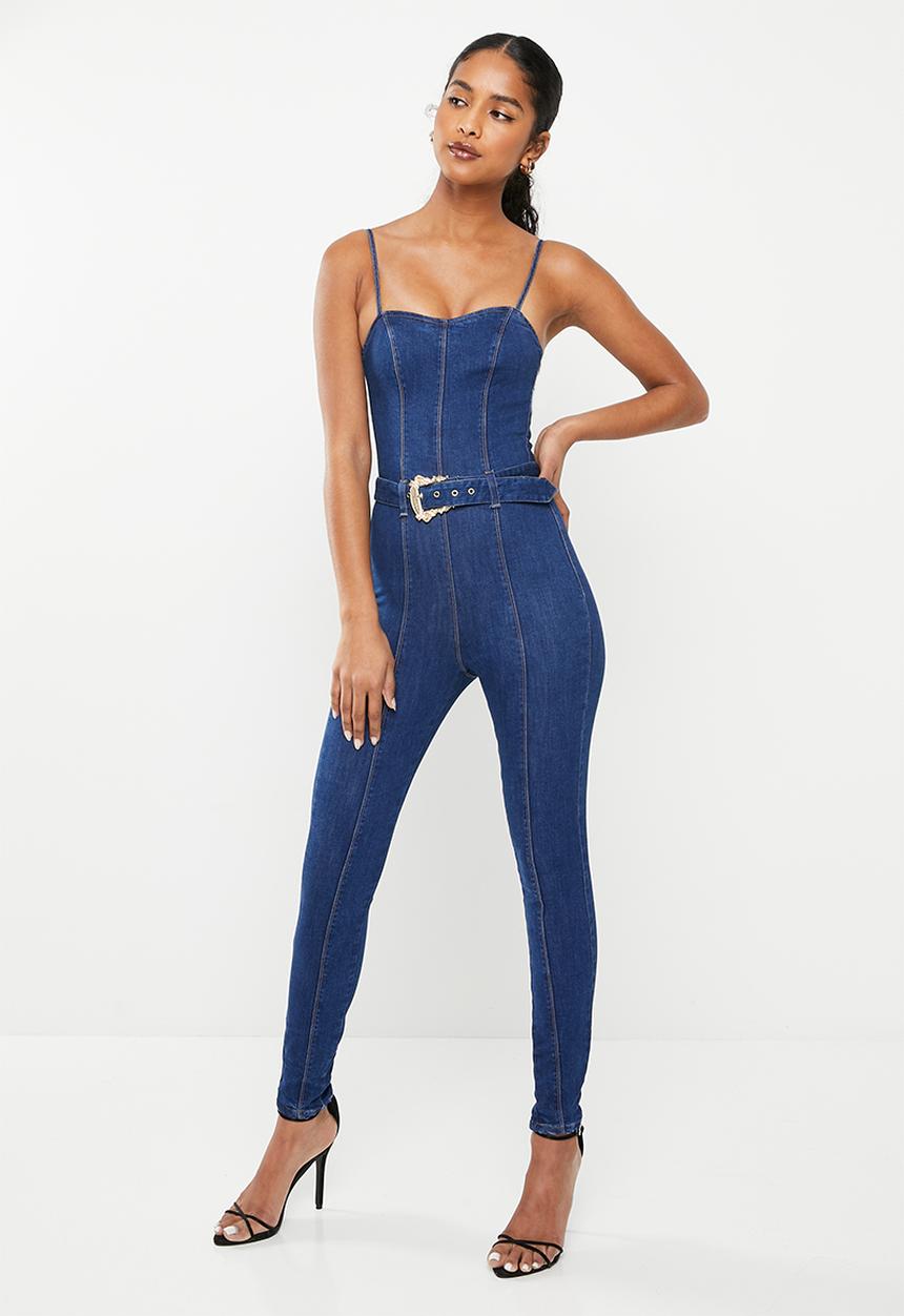 SISSY BOY - Baby blue: corset jumpsuit with belt - med vintage