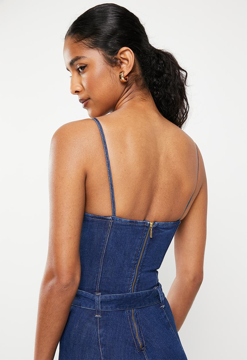 SISSY BOY - Baby blue: corset jumpsuit with belt - med vintage