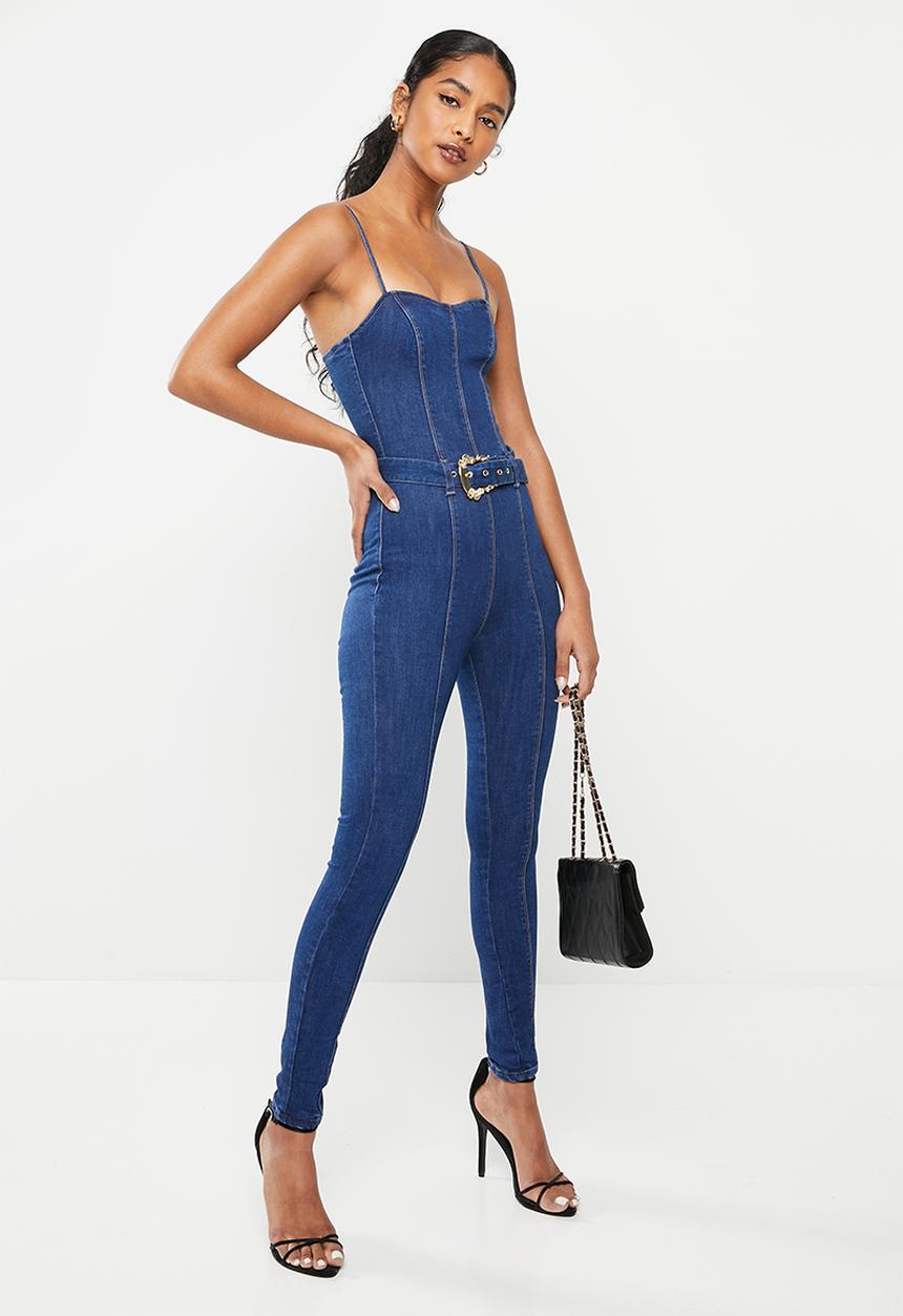 SISSY BOY - Baby blue: corset jumpsuit with belt - med vintage