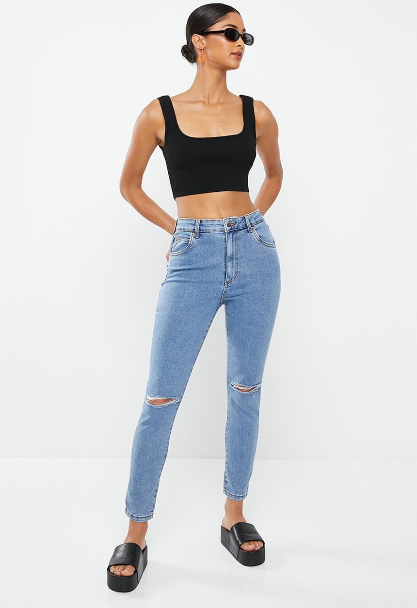 Cotton On - High rise cropped skinny jean - offshore blue rip