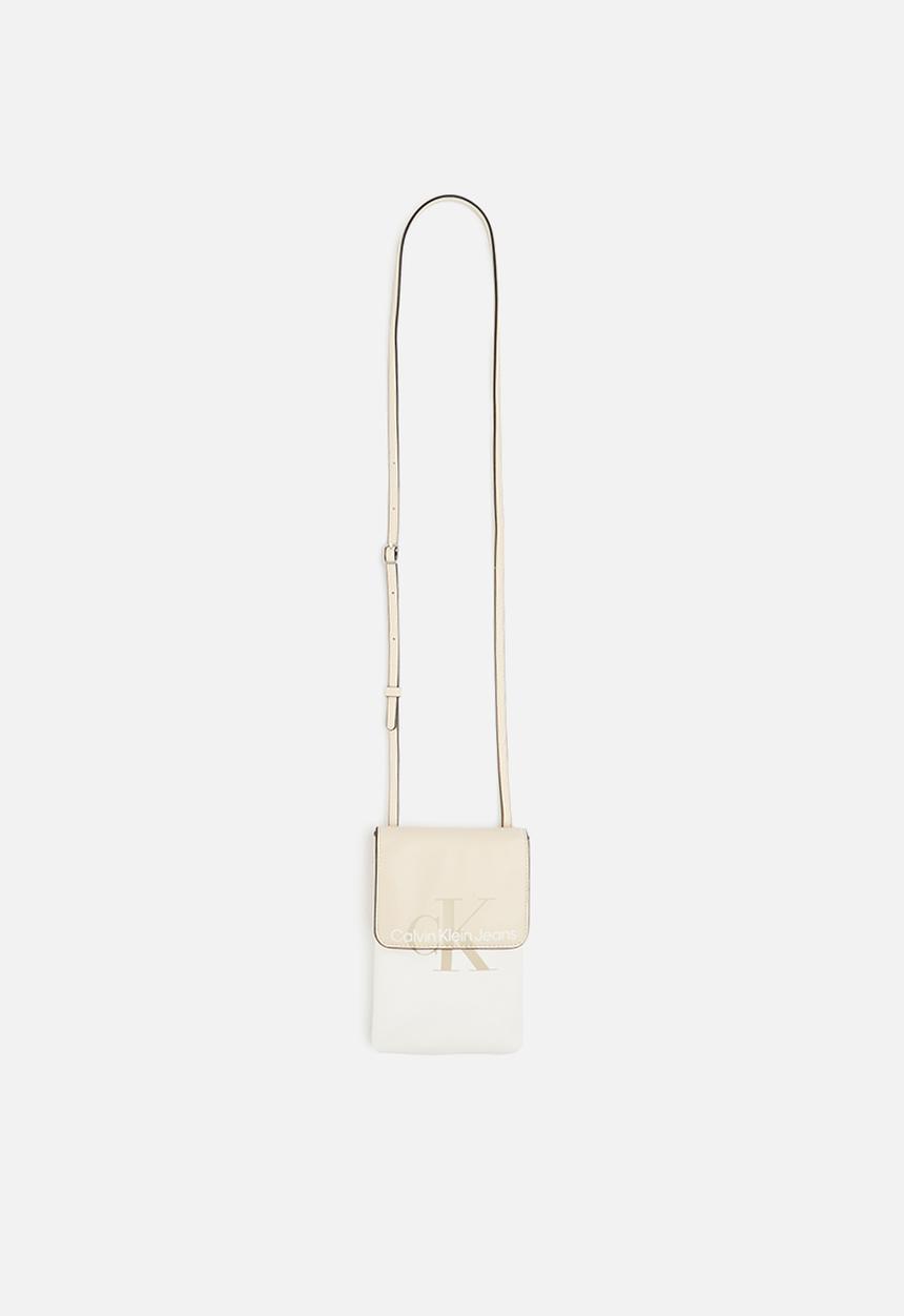 Calvin Klein - Sculpted phone crossbody hero - tuscan beige & white