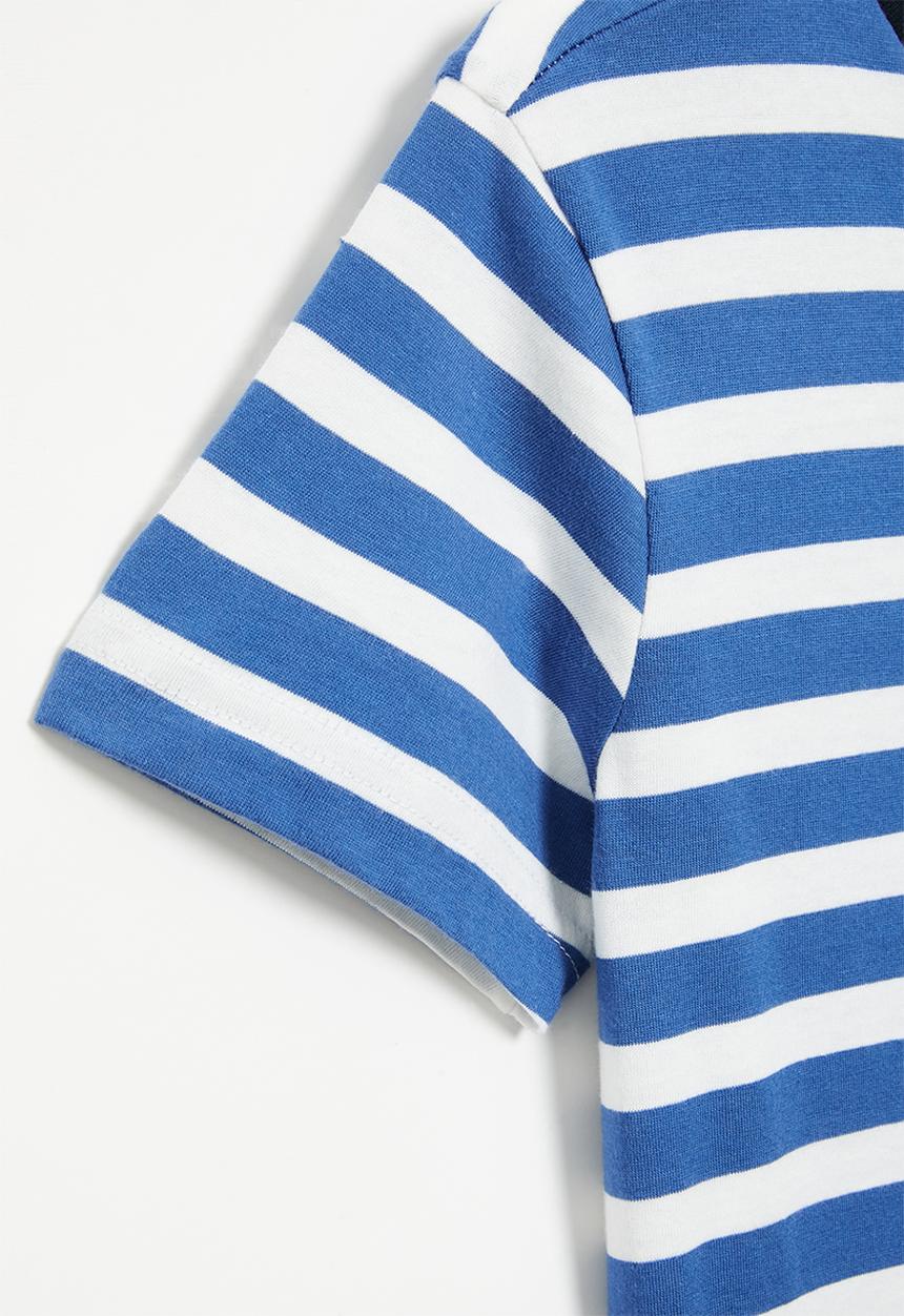 POLO - Boys striped v neck tee - blue