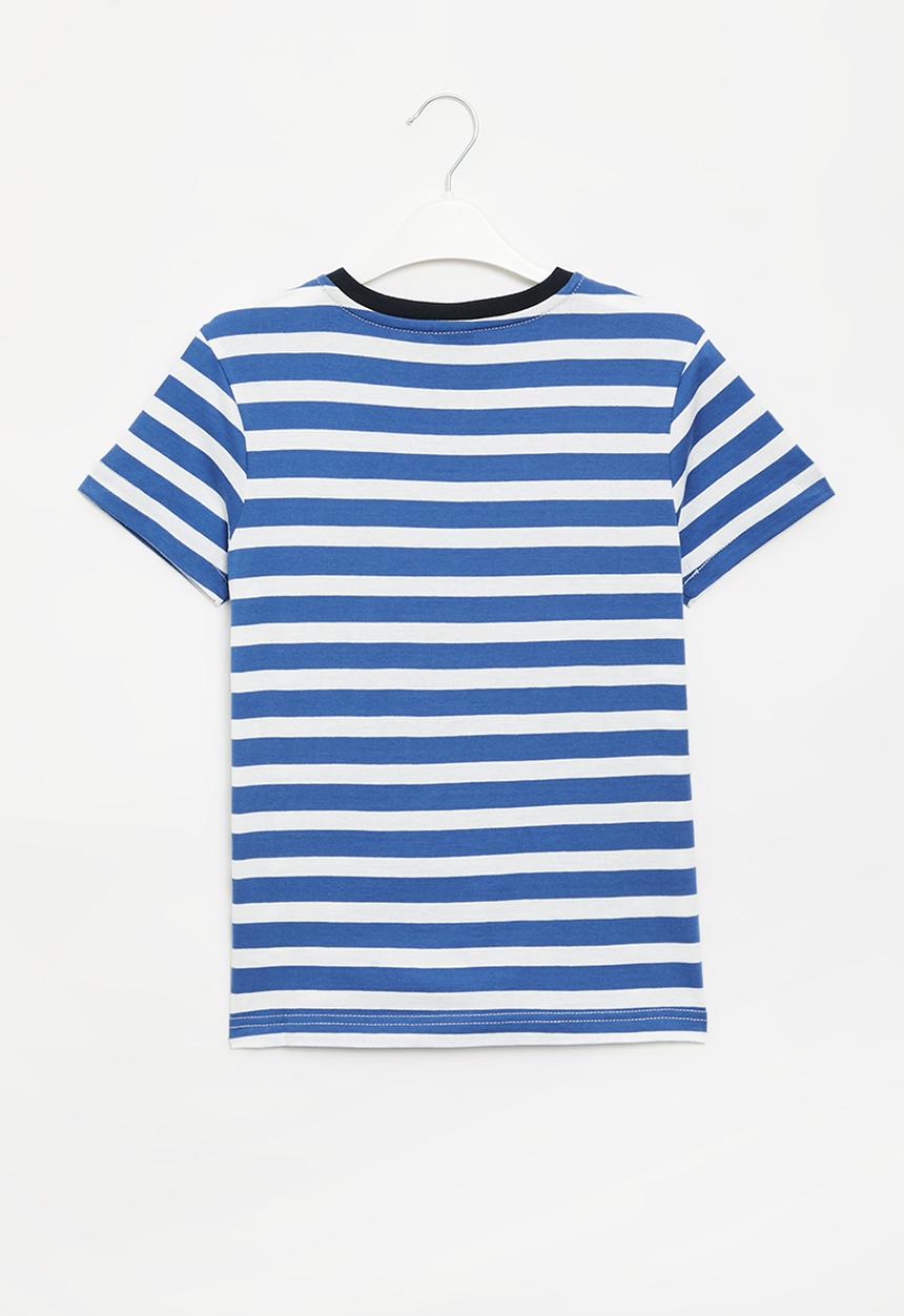 POLO - Boys striped v neck tee - blue