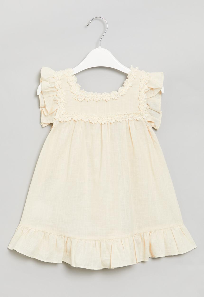Pop Candy - Frill sleeve dress - cream