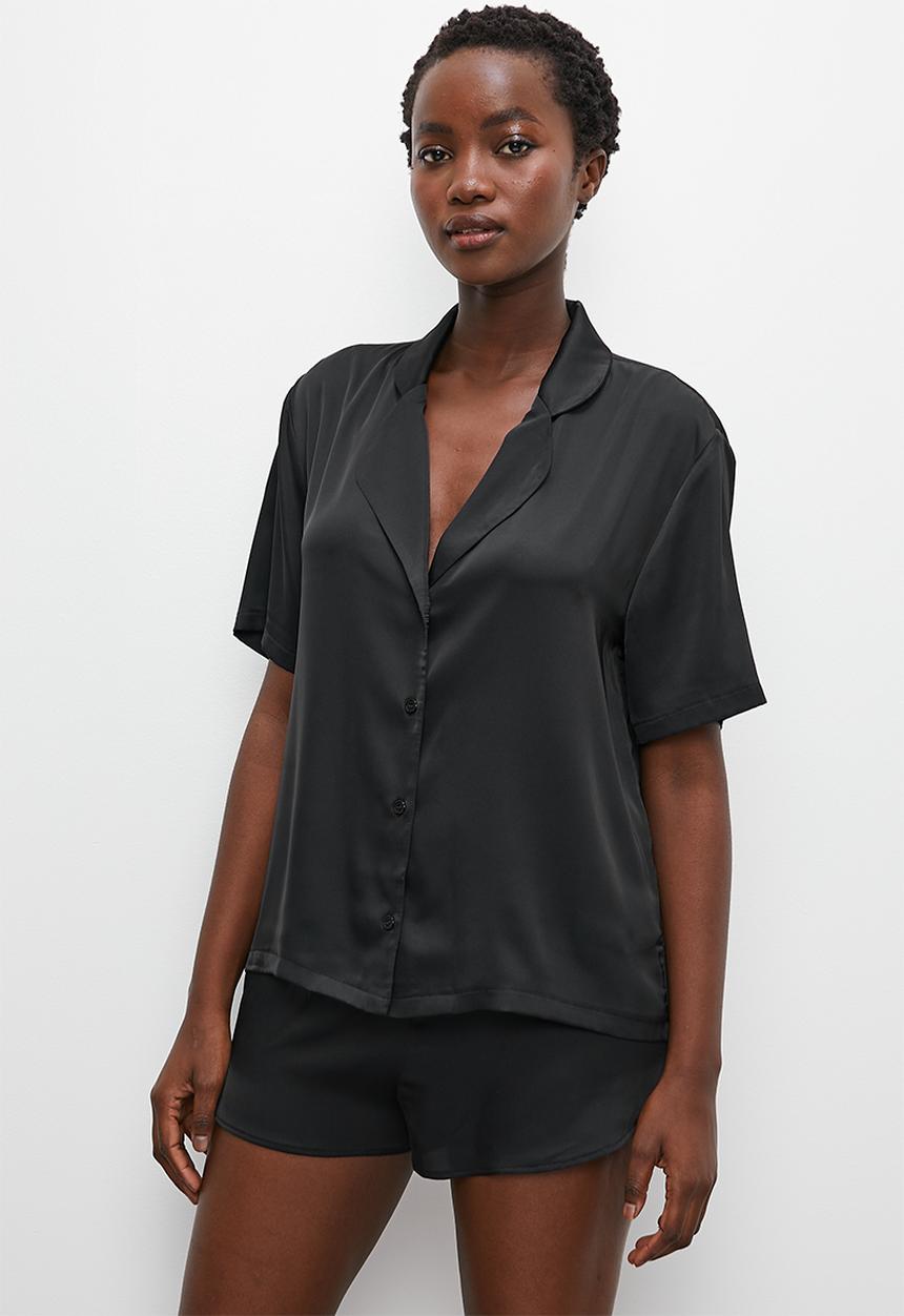 Superbalist - Sleep shirt & shorts set - black