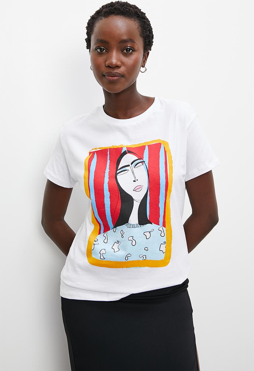 Superbalist - Relaxed tee - white face graphic