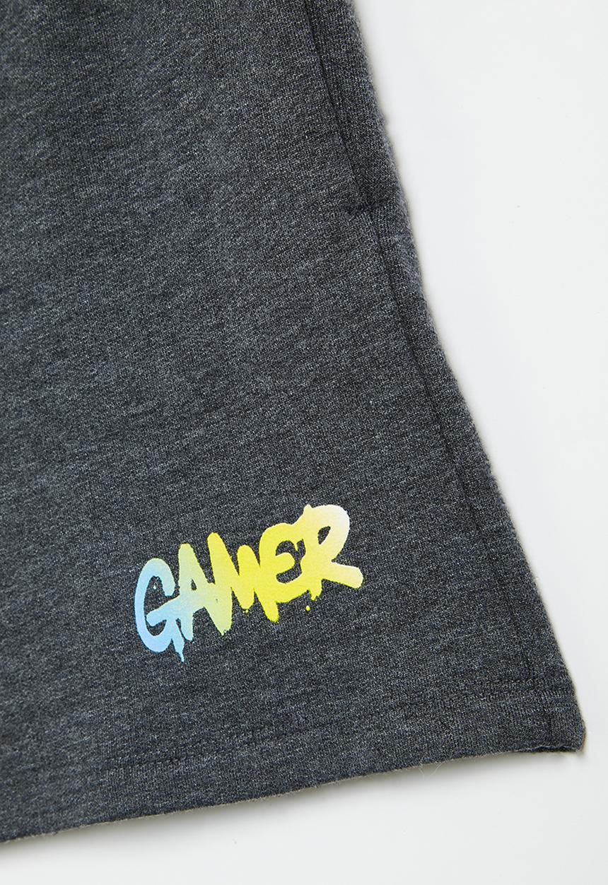 Superbalist - Printed sweat short - charcoal melange