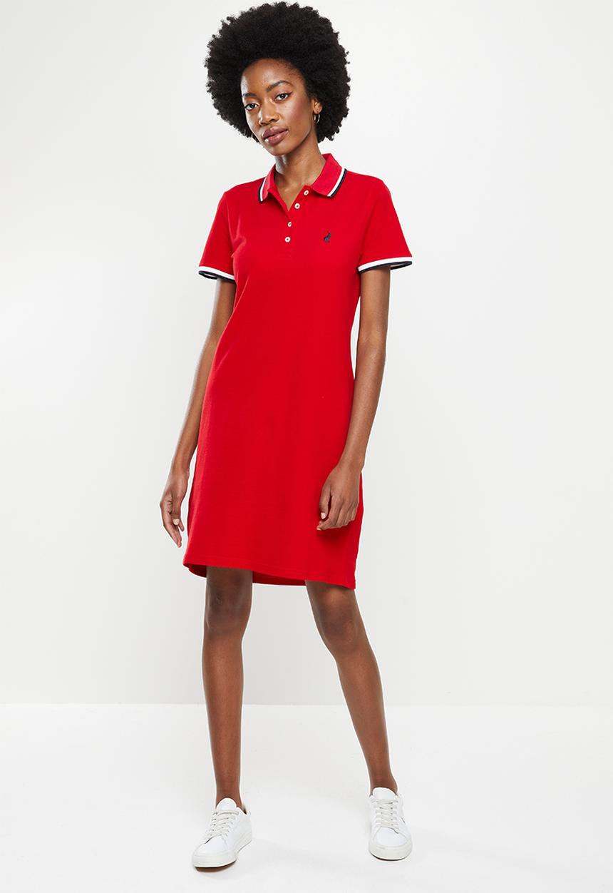 POLO - Leigh essential short sleeve stretch golfer dress - red