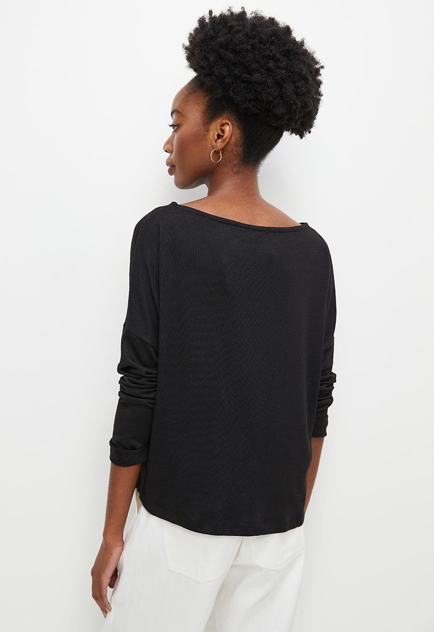 edit - Cosy knit slouchy tee - black