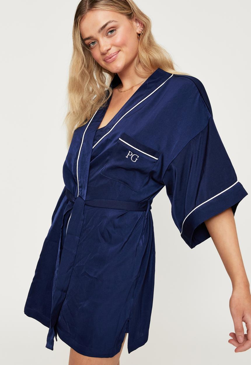 Cotton On - Satin robe - varsity navy