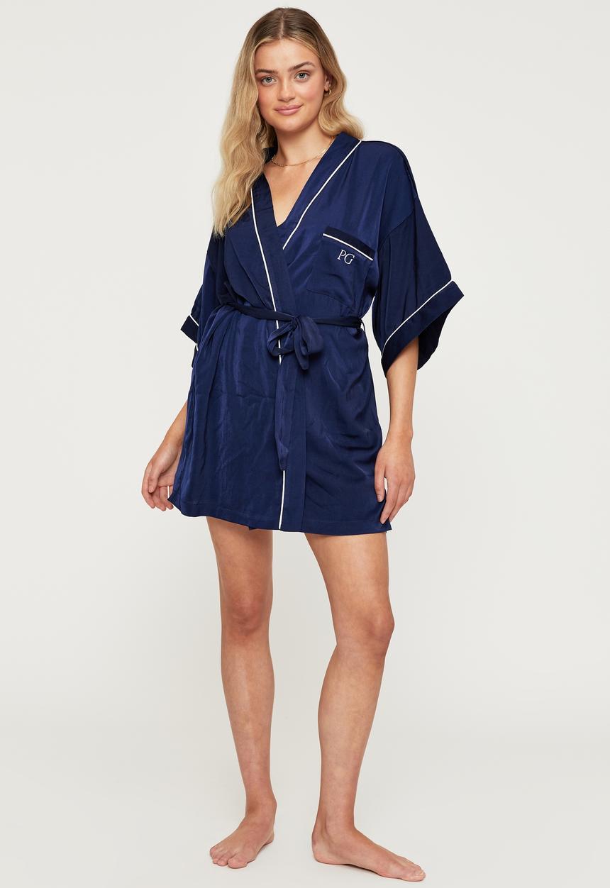 Cotton On - Satin robe - varsity navy