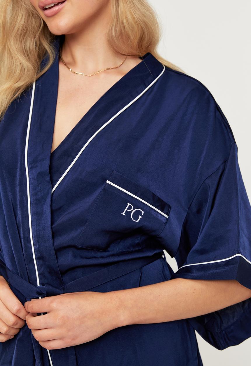 Cotton On - Satin robe - varsity navy