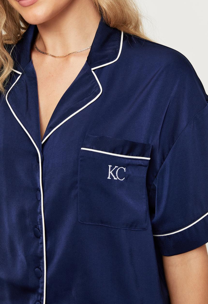 Cotton On - Satin pyjama set - varsity navy