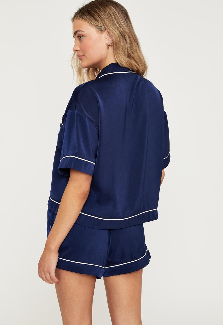 Cotton On - Satin pyjama set - varsity navy