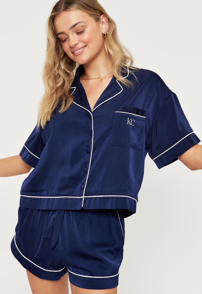 Cotton On - Satin pyjama set - varsity navy