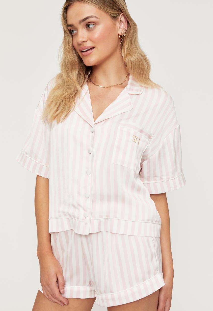 Cotton On - Satin pyjama set - ballet pink stripe