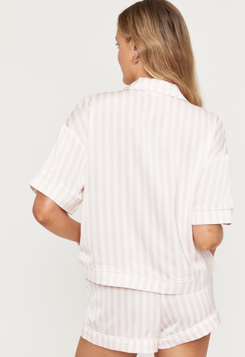 Cotton On - Satin pyjama set - ballet pink stripe