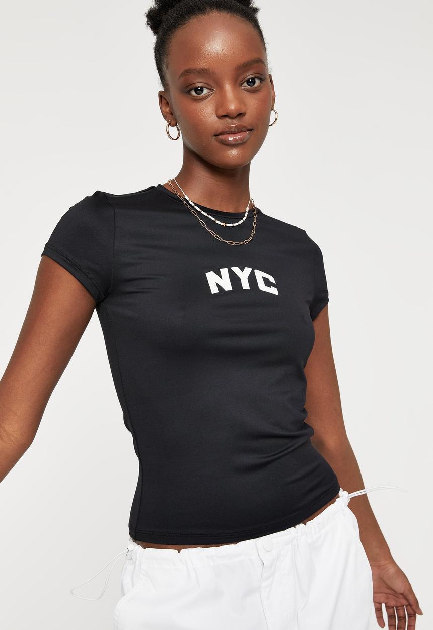 Cotton On - Pia luxe graphic T-shirt - black/nyc