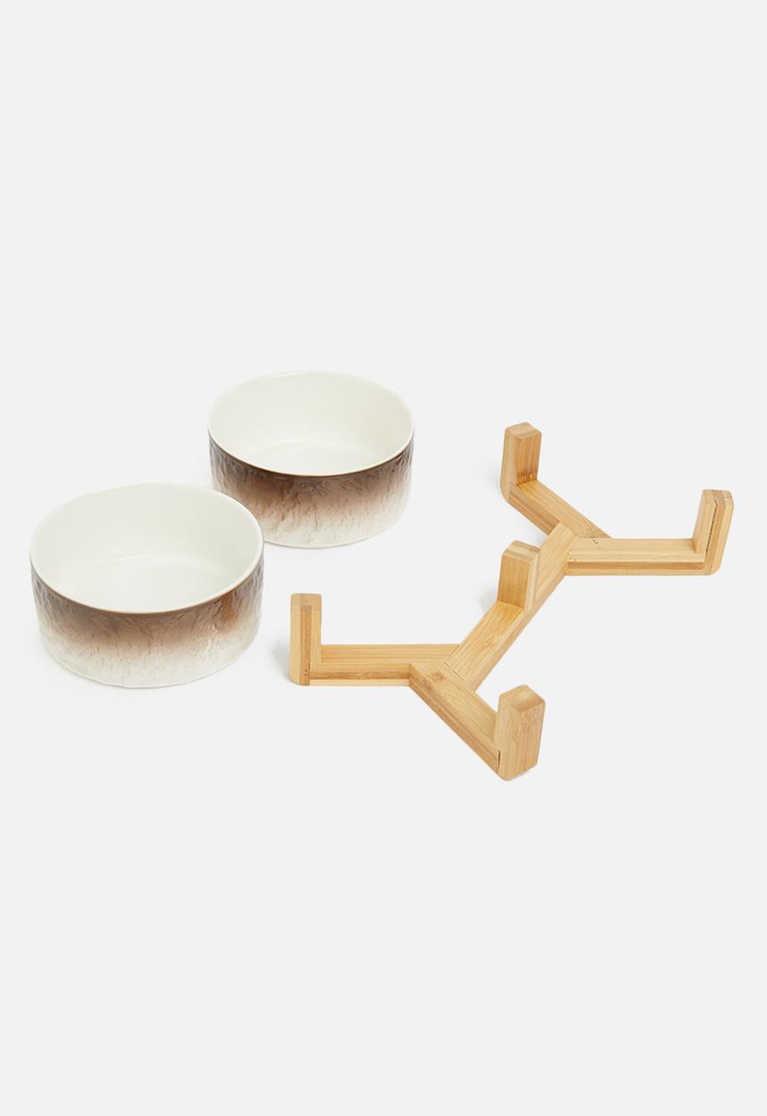 Sixth Floor - Gradient double bowl with stand - brown
