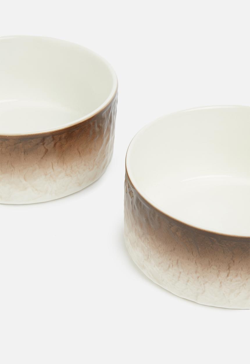 Sixth Floor - Gradient double bowl with stand - brown