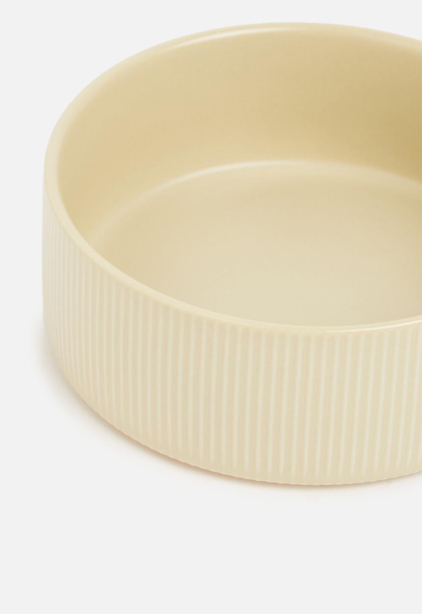Sixth Floor - Ceramic ribbed pet bowl - safari sand