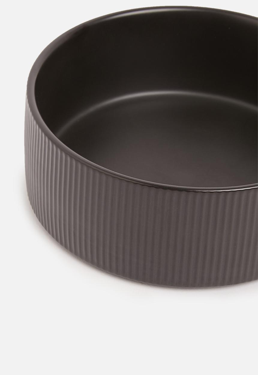 Sixth Floor - Ceramic ribbed pet bowl - black