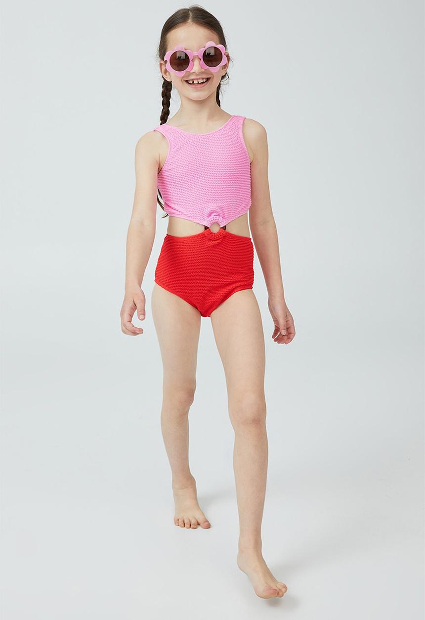 Cotton On - Alora one piece - flame red/bubblegum pop splice