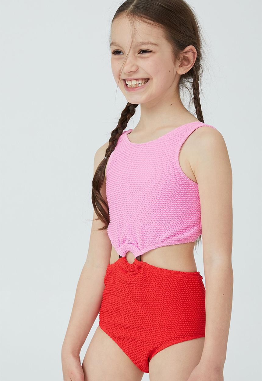 Cotton On - Alora one piece - flame red/bubblegum pop splice