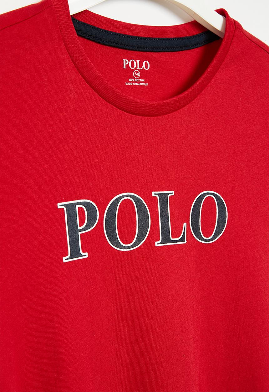 POLO - Girls printed short sleeve dress - red