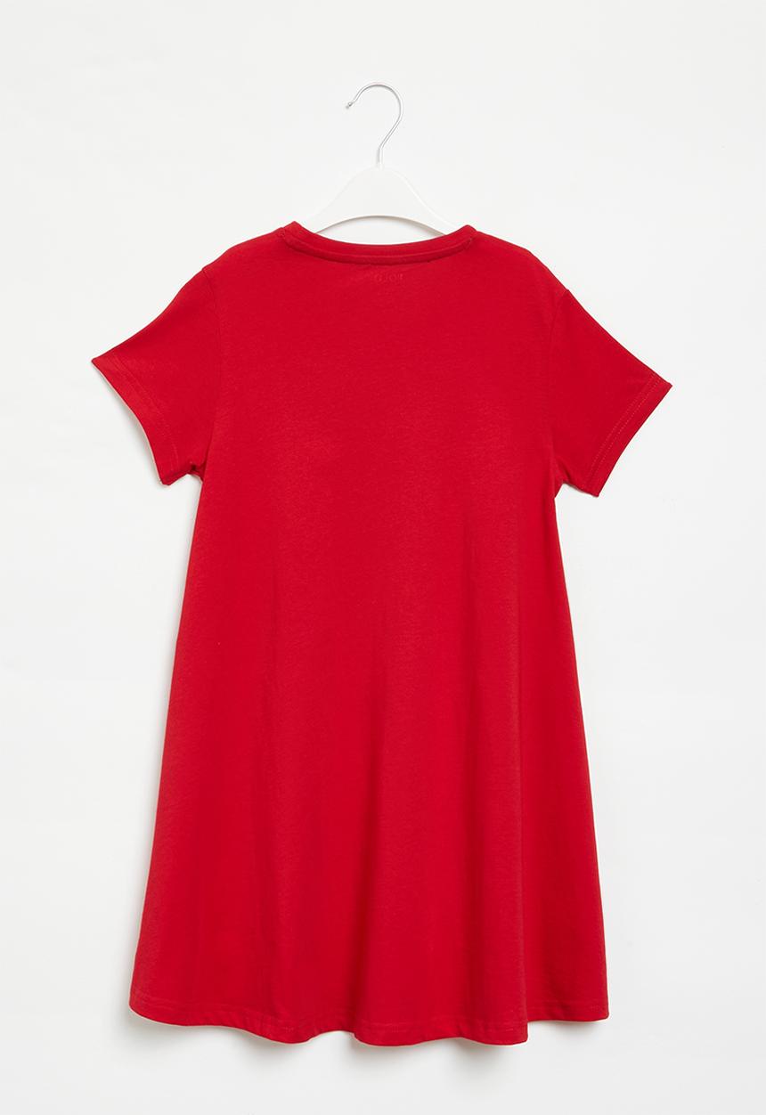 POLO - Girls printed short sleeve dress - red