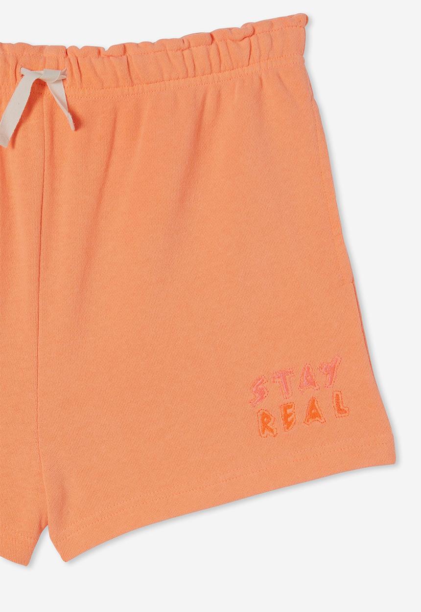 Cotton On - Chelsea fleece short - fizzy melon/stay real