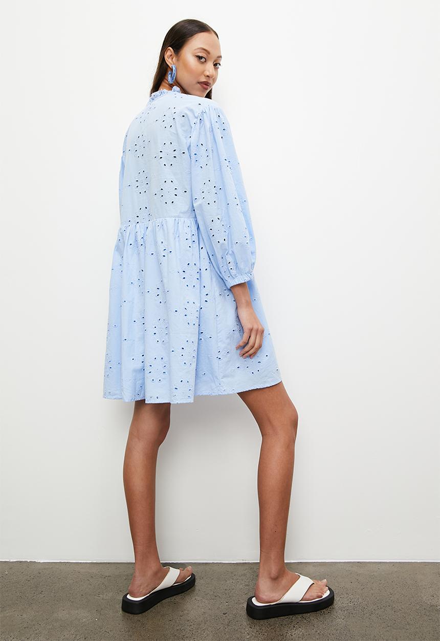 Superbalist - Anglaise babydoll dress - blue