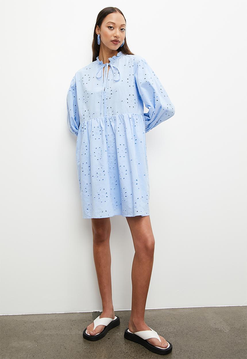 Superbalist - Anglaise babydoll dress - blue