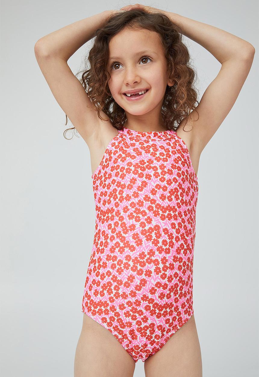 Cotton On - Heidi high neck one piece - flame red mini ditsy