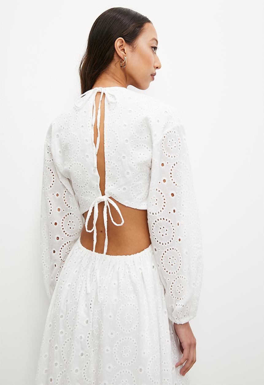 Superbalist - Anglaise open back dress - white