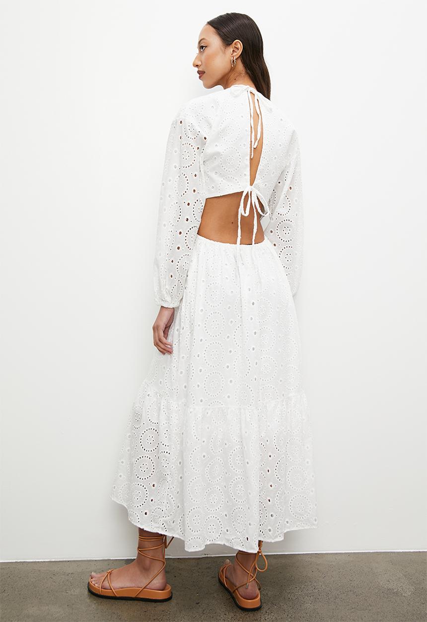 Superbalist - Anglaise open back dress - white