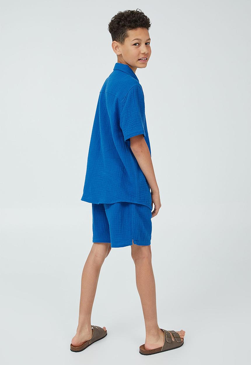 Cotton On - St tropez short sleeve shirt - blue punch / cheesecloth