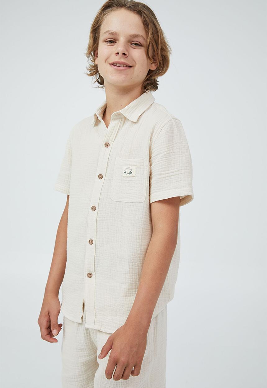 Cotton On - St tropez short sleeve shirt-rainy day / cheesecloth