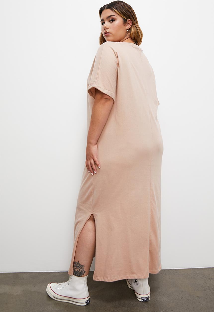 Blake - T-shirt midi dress - stone