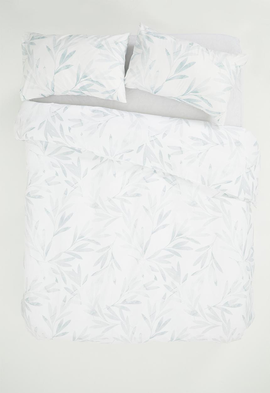 Sixth Floor - Foliage printed microfibre duvet cover set - blue & grey