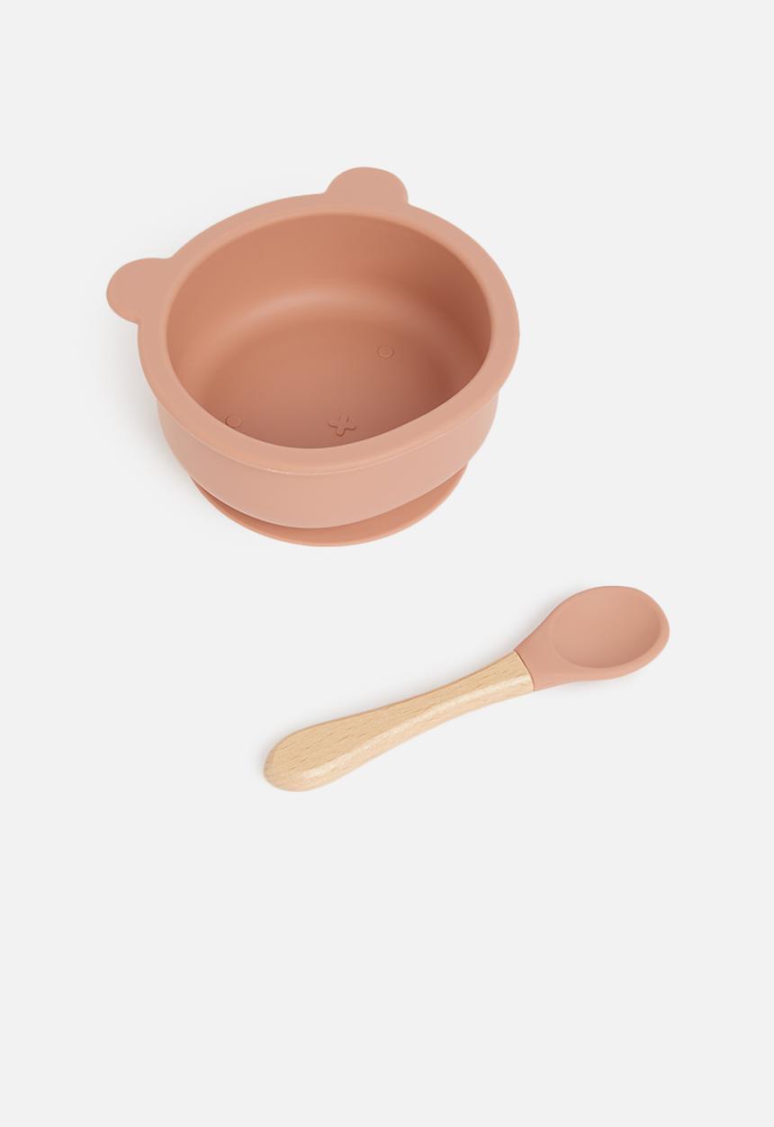 Sixth Floor - Baby bear silicone suction bowl with spoon - sand