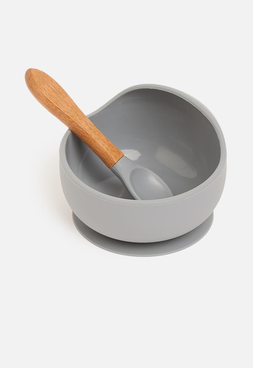 Sixth Floor - Silicone baby suction bowl and spoon - grey