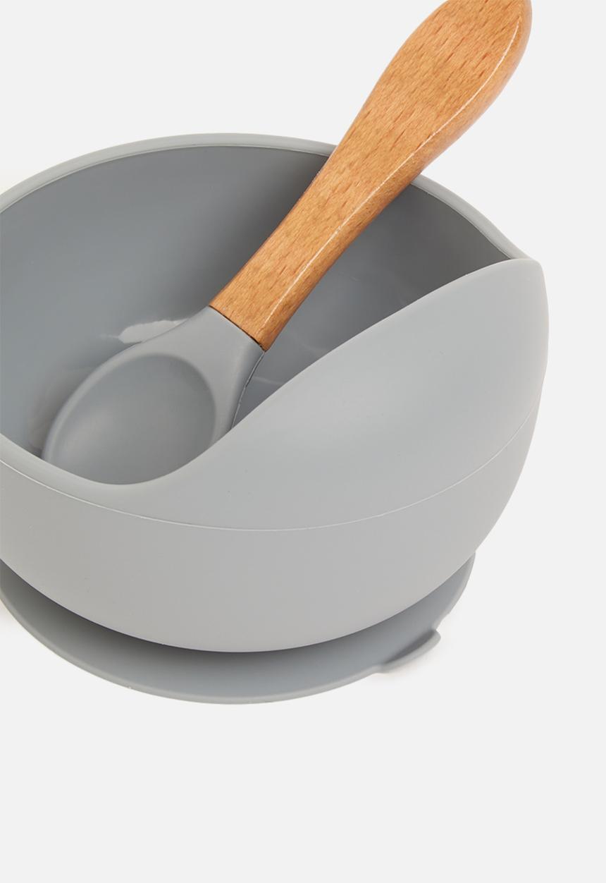 Sixth Floor - Silicone baby suction bowl and spoon - grey